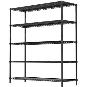 60" 5-Tier Black Wire Shelf - 800LBS Per Shelf, Heavy Duty Steel Storage Rack (60"W x 24"D x 82"H), Rust-Resistant for Kitchen/Laundry/Garage