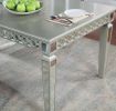 Glam Silver And Dark Gray 9pc Dining Set Table w Leaf Wingback Chairs Acrylic Tufted Dining Room Furniture