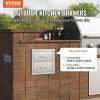 VEVOR Outdoor Kitchen Drawers 14W x 14.4H x 23D Inch, Flush Mount Double BBQ Drawers Stainless Steel with Handle