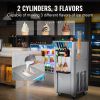 VEVOR Commercial Ice Cream Machine, 21-31 L/H Yield, 1800W 3-Flavor Freestanding Soft Serve Ice Cream Maker, 2 x 5.5L Stainless Steel Cylinder