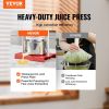 VEVOR Fruit Wine Press, 1.6 Gallon/6L, 2 Stainless Steel Barrels, Manual Juice Maker