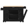 K&K Fluted Kitchen Island with Trash Can Storage Cabinet, Power Outlet, Internal Storage Rack, Rolling Kitchen Islands on 5 Wheels with 3 Drawer