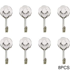 4/8/10pcs Magnetic Hook Powerful Heavy Duty Neodymium Magnet Hook Home Refrigerator Grill Kitchen Key Holder Black Multi-Purpose (Ships From: China, Color: 8PCS Silver)